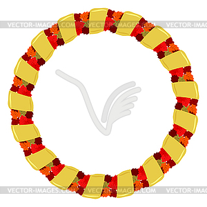 Abstract round frame of autumn leaves and gold - vector clipart