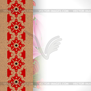 Цветочный фон с украинским национальным - векторное изображение клипарта