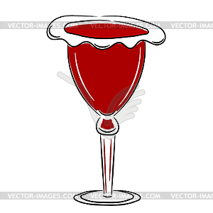 Cartoon glass of red wine. - vector image