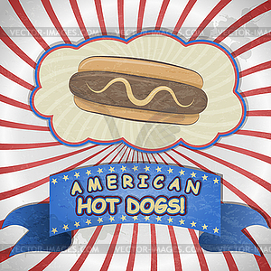 Vintage card with picture hot dog. - vector clipart