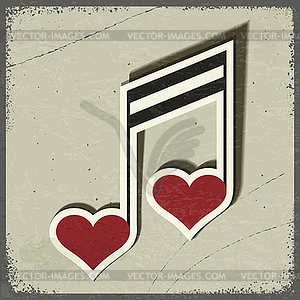 Vintage postcard with musical sign in form of - vector clipart