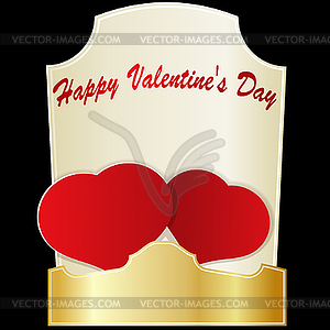 Two red hearts on Valentine`s Day. - vector clipart