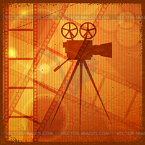 Vintage оранжевый фон с силуэтом фильм - цветной векторный клипарт
