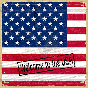 Vintage background with U.S. flag - vector image