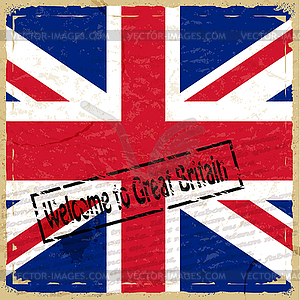 Vintage background with flag of Great Britain - vector clipart