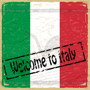 Vintage background with flag of Italy - vector image