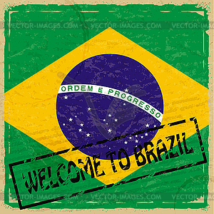 Vintage background with flag of Brazil - vector EPS clipart