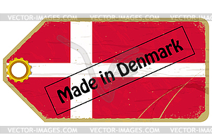 Vintage label with flag of Denmark - vector image