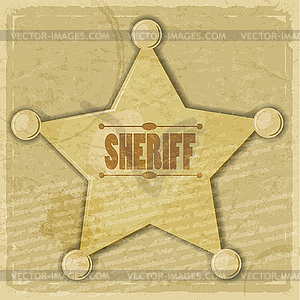 Sheriff`s star on vintage background - vector image