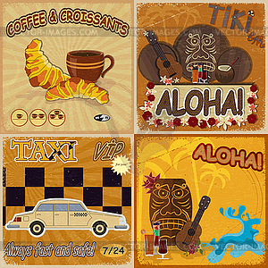 Set of vintage cards - invitations - with masks, - vector clip art
