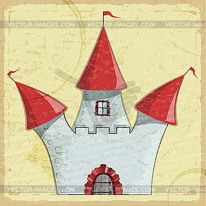 Vintage card with picture of an old Cartoon castle - vector image