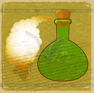 Vintage card with picture green bottle of poison - vector clipart