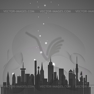 Abstract city with stars - vector clipart