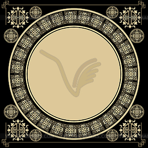 Vintage square background with round Gothic design - vector image