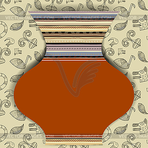 Abstract pot with elements of African patterns - vector image