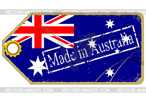 Vintage label with flag of Australia - vector clipart