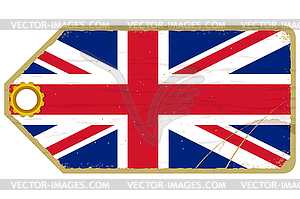 Vintage label with flag of United Kingdom - color vector clipart