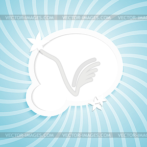Bubble for information with white flowers on blue - vector clipart