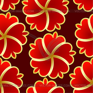 Abstract seamless texture with red gold flower - vector image