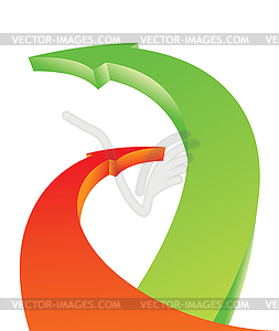 Overlapped bending arrows - vector image