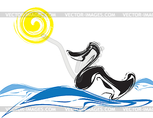 Sketching duck - vector image