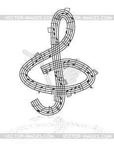 Treble clef and notes - vector clipart