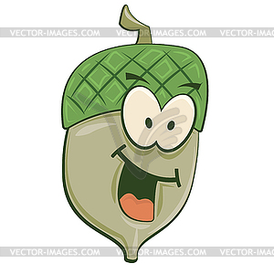 Smiling Cartoon Acorn - vector image