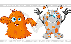 Zwei Susse Kleine Monster Vector Clipart Vektorgrafik