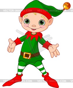 Happy Christmas Elf - vector clip art