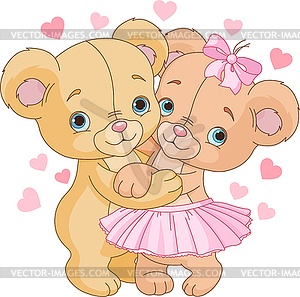 Teddy bears in love - vector clipart