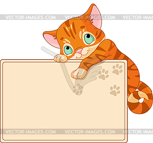 Cute kitten Invite or Placard - vector clipart