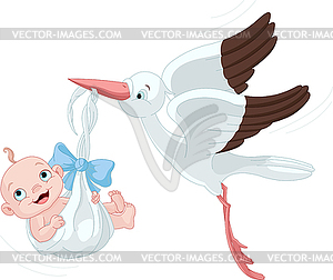 Stork And Baby Boy - vector image