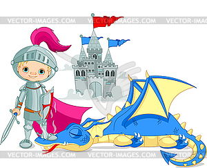 Dragon and Knight - royalty-free vector clipart