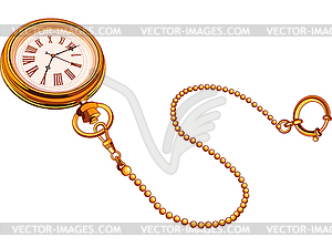 Gold Pocket watch - color vector clipart