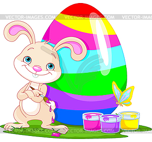 Cute Bunny and Easter Egg - vector clipart