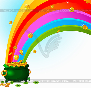 Pot of Gold and rainbow - vector clipart / vector image