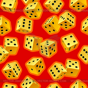 Dice seamless background. Yellow on red - vector EPS clipart