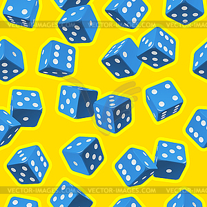 Dice seamless background. Blue on yellow - stock vector clipart