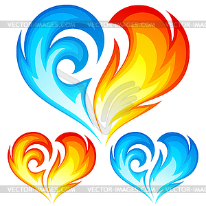 Fire and Ice heart. Symbol of love - vector image