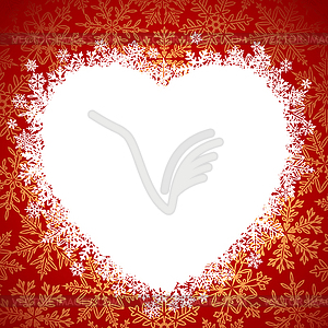 Snow frame in shape of heart - vector clipart