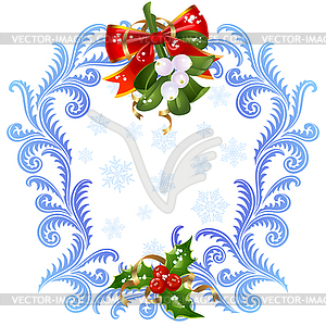 Christmas and New Year greeting card 6. Mistletoe - vector clipart