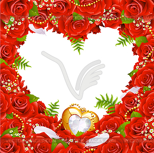 Greeting card with roses - royalty-free vector clipart