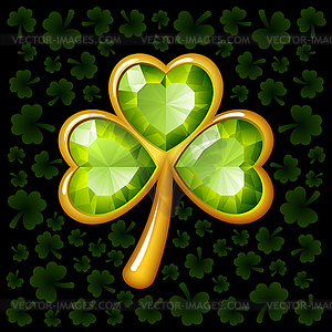 Jewelry shamrock on black - vector image