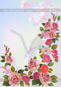 Roses . Spring bouquet of flowers . - vector clip art