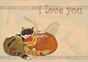 Cat . I love you . - vector image