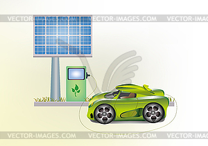 Ecology car , solar panels . - vector image