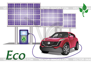 Ecology car , solar panels . - vector clipart