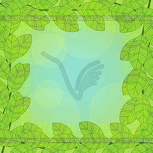 Foliage frame on abstract background - vector clipart