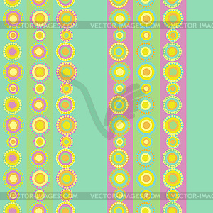 Multicolored circles seamless stripes pattern - vector clipart / vector image