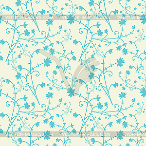 Blue seamless floral pattern on light background - vector clipart / vector image